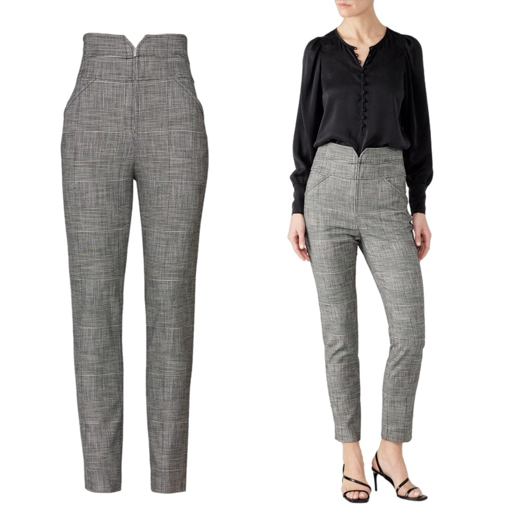 Rebecca Taylor Notched High Waist Glen Plaid Pants Office Academia Career Preppy